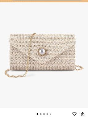 Straw Clutch Purse for Women, Pearl Decoration Boho Crossbody Bags, Evening